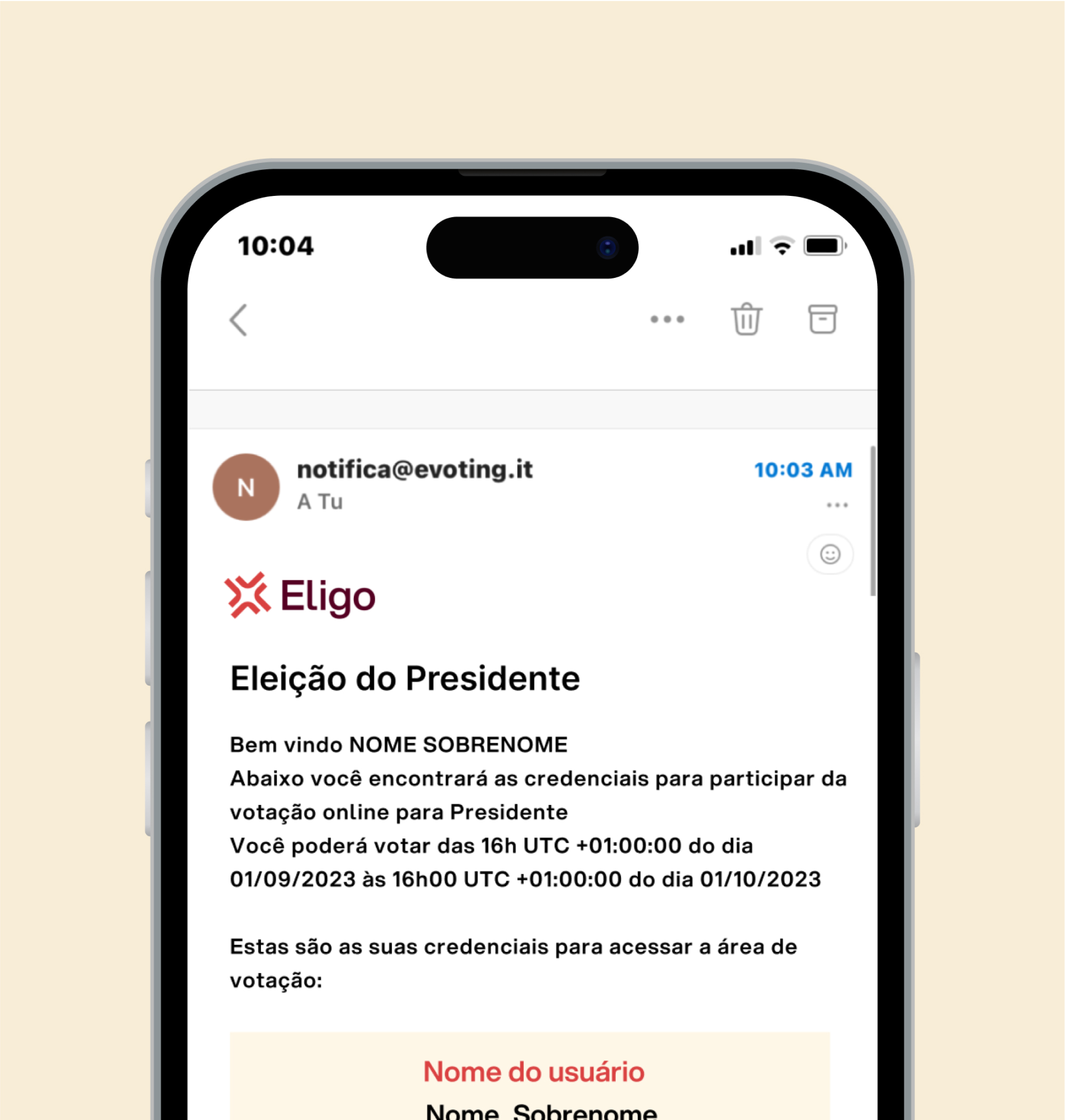 1. Entrega de credenciais Eligo Voto