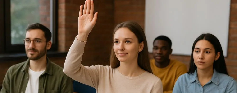 Estudantes universitários em sala de aula durante a escolha de representantes para os Colegiados de Curso.